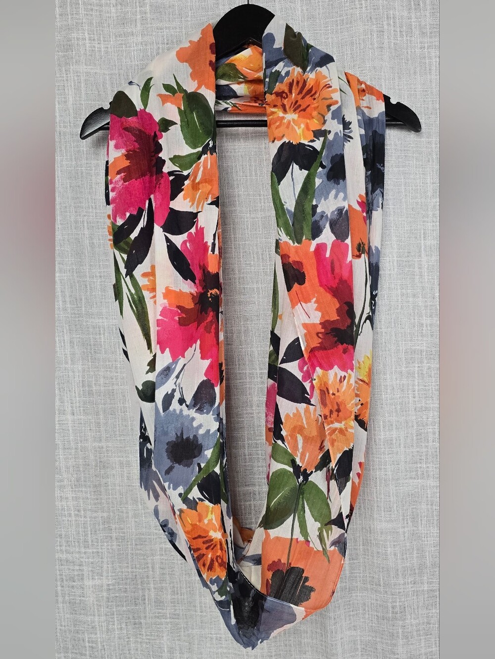 Dynamite Floral Infinity Scarf Multicolor 100% Cotton Lightweight